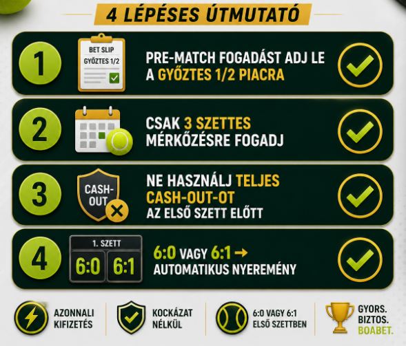 A tenisz korai kifizetés négy lépéses útmutatója fogadástól a kifizetésig
